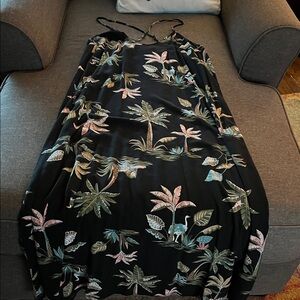 Old Navy Black and Green Leaf Print Dress